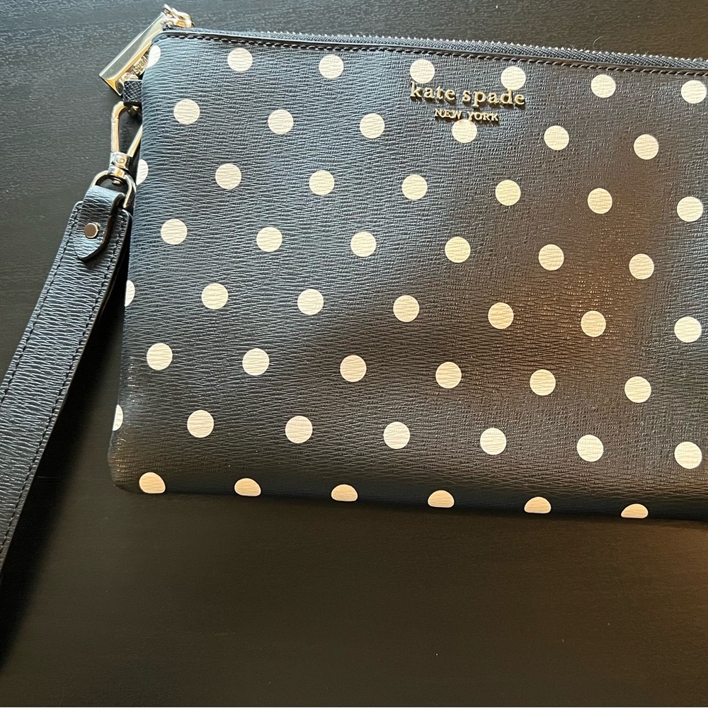 Kate Spade Black and White Polka Dot Clutch